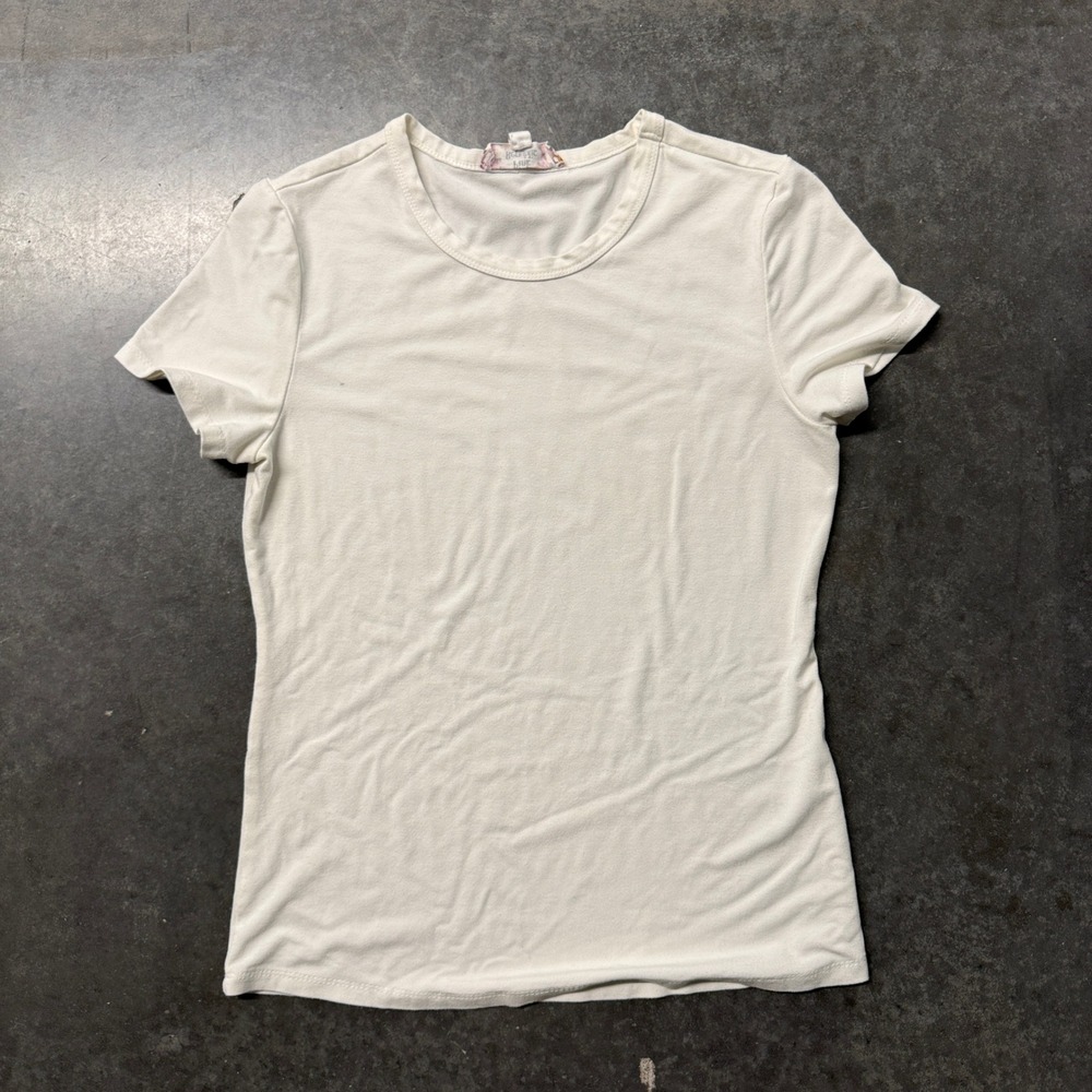 Pink Republic Womens Cream Short Sleeve Crew Neck T-Shirt Size Large
